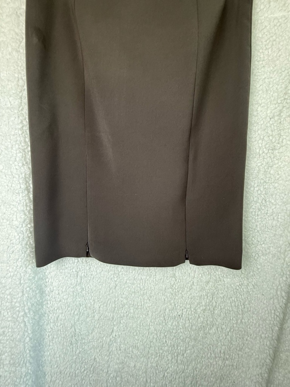W by Worth Dark Green Pencil Skirt Lined Sz 10 Two Zipper Details Front Hem - Picture 3 of 9